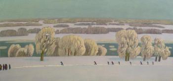 Landscape with skiers
