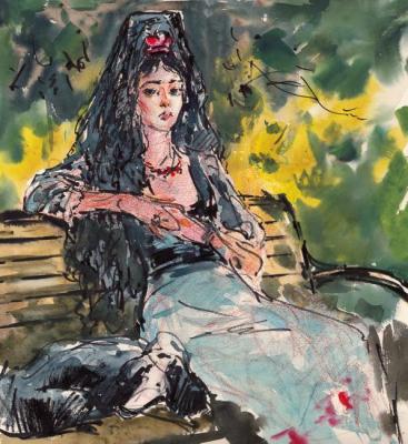 Spanish flu in blue (sketch)