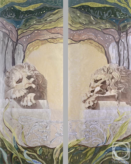 Alferonok Victoria. Curtains "Sleeping Lions"