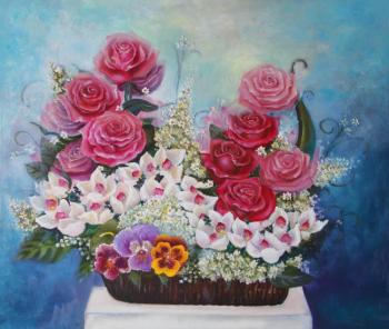 Composition of roses "Scarlet sails". Kropacheva Elena