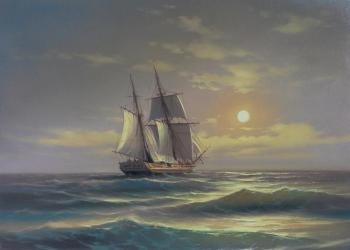 Sailboat on the high seas