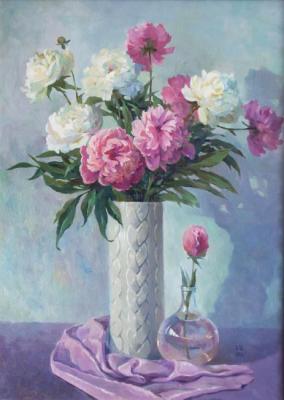 Peonies in a white vase