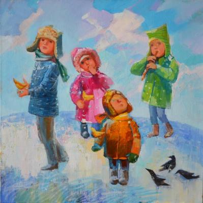Children and birds. Alikina Elena