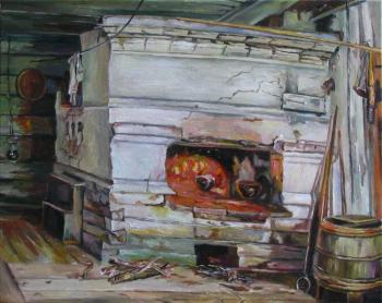 Peasant hut. Copy of the painting by Vasily Maksimov. Kruglova Irina