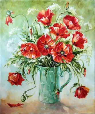 Pitcher with poppies