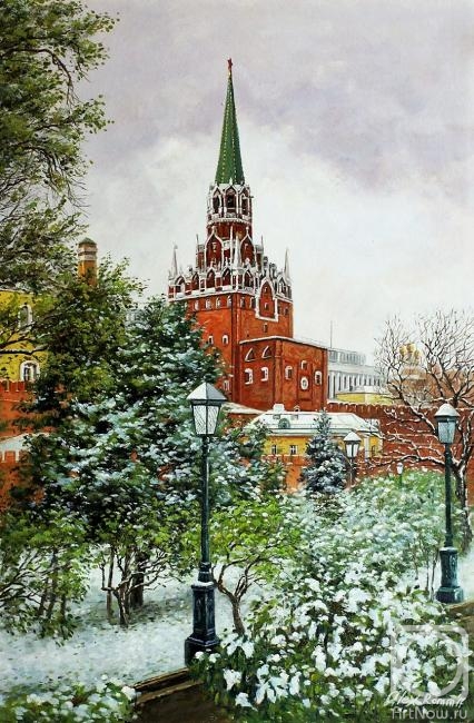 Romm Alexandr. In Moscow, the early snow. View of the Kremlin from the Alexander Garden