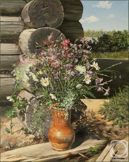 Ivanova Nadezhda. Bouquet of field flowers in a jug