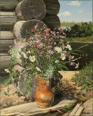 Bouquet of field flowers in a jug. Ivanova Nadezhda