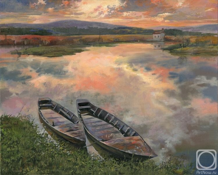Chernov Denis. Two Boats in the Evening Sky
