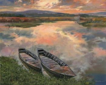 Two Boats in the Evening Sky (Two Boats On The River). Chernov Denis