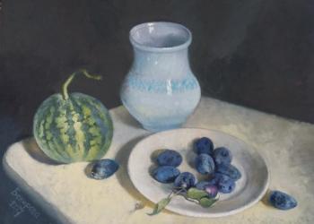 Still life with a small watermelon