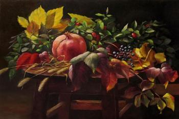 still life with pomegranate (Painting With Dog Rose). Mineeva Lsrisa