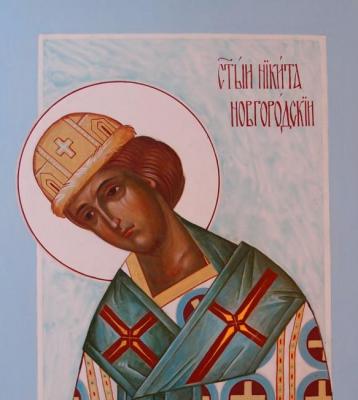 Saint Nikita of Novgorod. Icon from the Deisis Rank. Fragment. Kutkovoy Victor