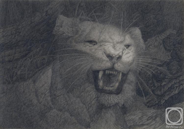 Dementiev Alexandr. Lioness roars in the lair