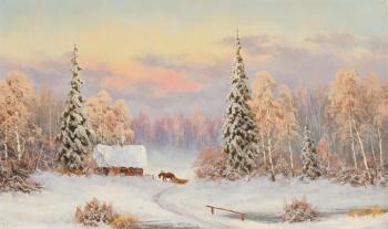 House at the forest. Winter