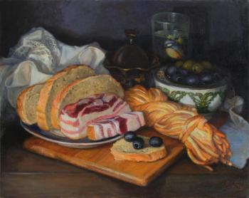 Still life with ham and cheese chechil. Shumakova Elena