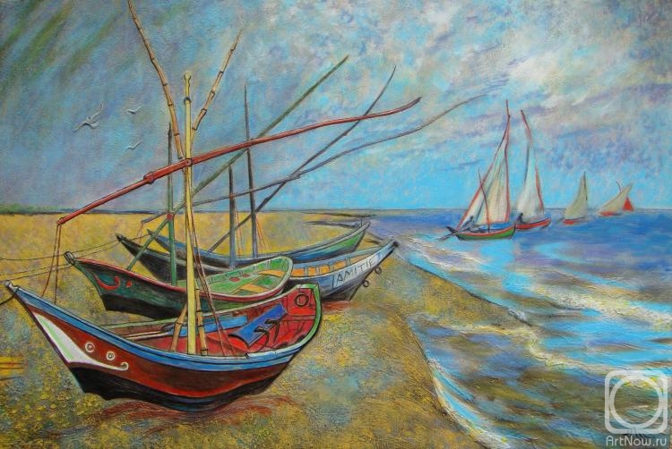 Shevchenko Nikolai. Sailboats (based on a painting by Vincent van Gogh)