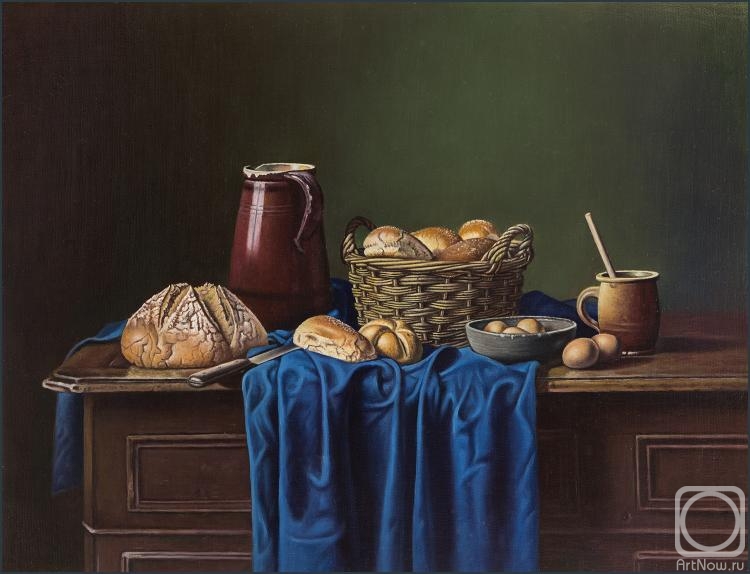 Elokhin Pavel. Wicker basket with pastries