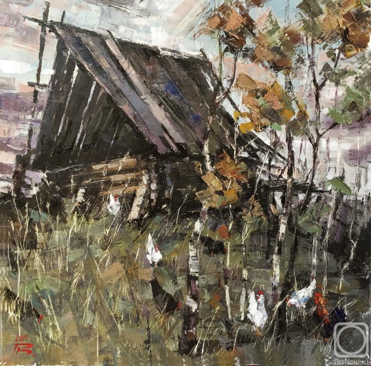 Rakcheev Vladimir. There are chickens behind the barn