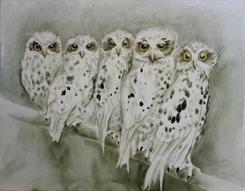 White Owls (Landscape With Owls). Zozoulia Maria