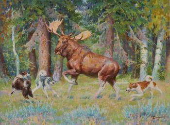 moose hunting. Dianov Mikhail
