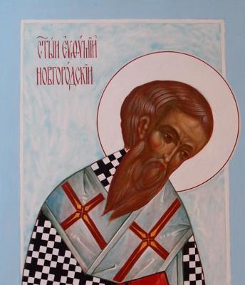Saint Euthymius of Novgorod. Icon from the Deisis Rank. Fragment (). Kutkovoy Victor