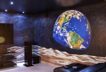 Earth, Sky with stars, mural in the home cinema. Hohriakova Anastasia