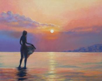 Female figure on the background of the sea