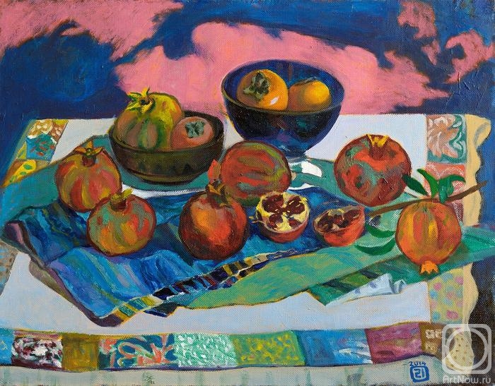 Li Moesey. Pomegranates and persimmon