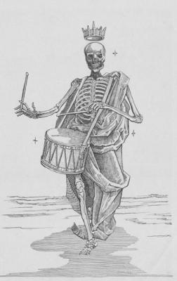 Skeleton marching with a drum