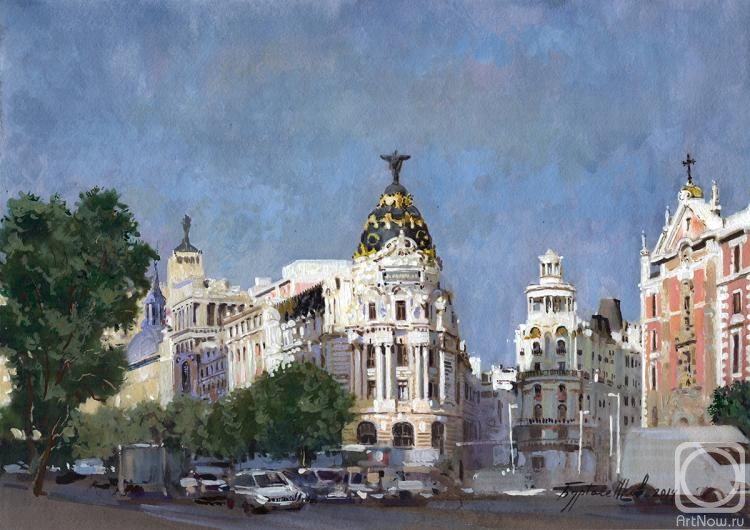Burtasenkov Alexey. View in Madrid at the Metropolis building from the street of Alcala