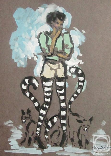 Shubert Anna. Girl with lemurs