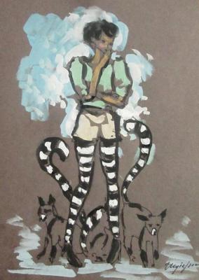 Girl with lemurs. Shubert Anna