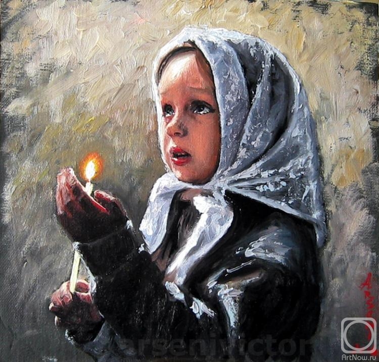 Arseni Victor. "An orphan from Donetsk. Prayer of Novorosia" (study to the picture)