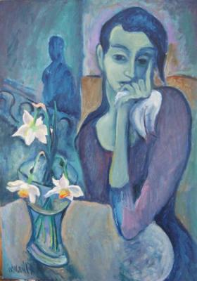 Woman with daffodils-1. Ixygon Sergei