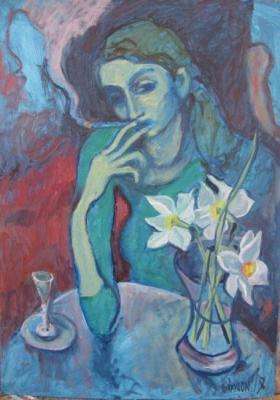 Woman with daffodils-2. Ixygon Sergei