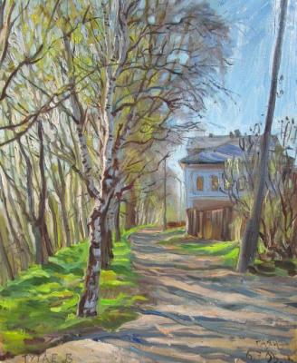 Painting Tutaev (Romanov-Borisoglebsk), Volga Embankment, Spring ("Kustodievsky Boulevard"). Dobrovolskaya Gayane