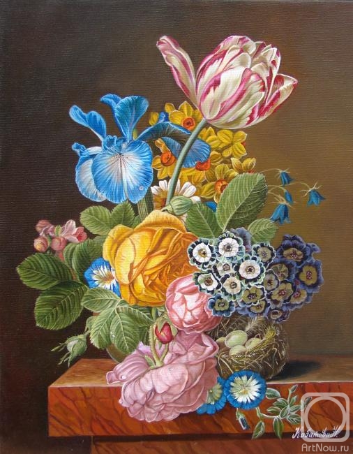 Kabatova Nadya. Still life with flowers (from the work of the old masters)