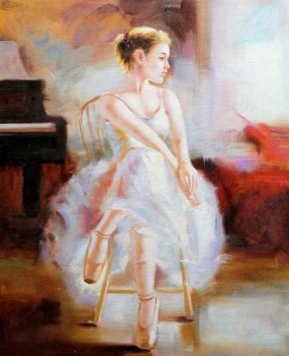 A ballerina. At the moment of rest, a free copy of the painting by Stephen Pan