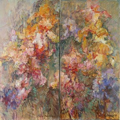 Podgaevskaya Marina . Irises (abstract) diptych