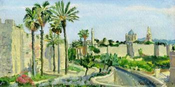 Panorama of Jerusalem. View of the Old Town from the side of Jaffa Gate (The Wall Of The Old City). Kashina Eugeniya