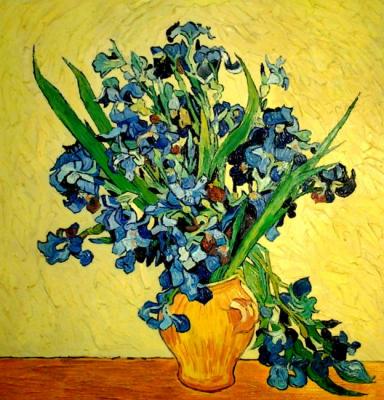 Bruno Augusto Gavino. Still Life: Vase with Irises. a copy of Van Gogh