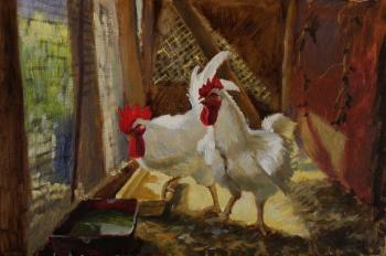 Cocks (Rustic Landscape With Chickens). Bychenko Lyubov
