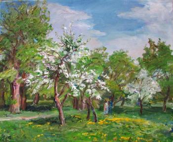 Painting Cherries in a clearing. Novikova Marina