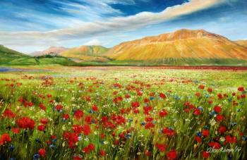 Poppies on the background of mountains N1. Romm Alexandr