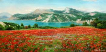 Poppies on the background of mountains N2. Romm Alexandr