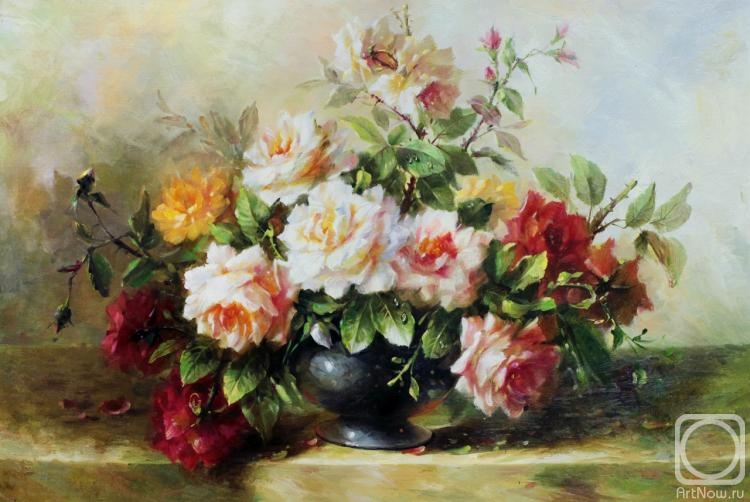 Kamskij Savelij. Bouquet of roses in Art Nouveau style N7
