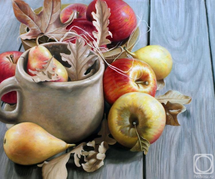 Kamskij Savelij. Autumn still life with apples and pears