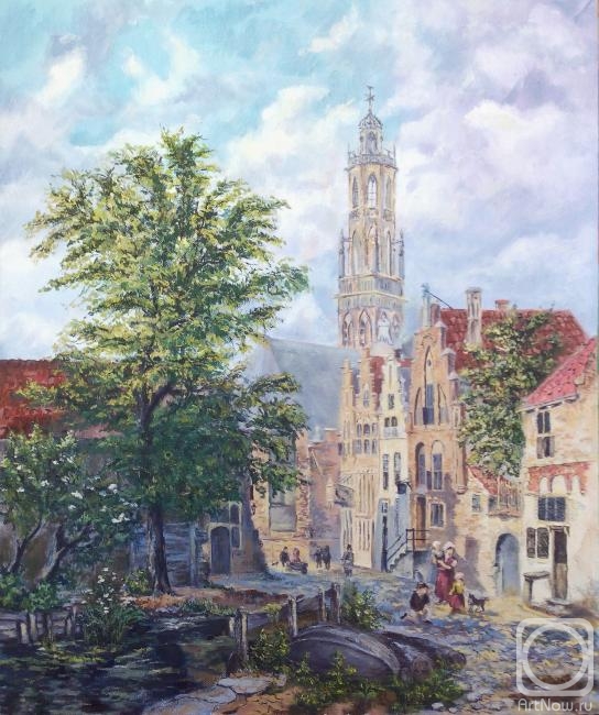������� ������ �� ������. ����� �������. ����� ��������� ��� ���� "BAKENESSERKERK SEEN FROM THE VALKESTRAAT, HAARLEM"