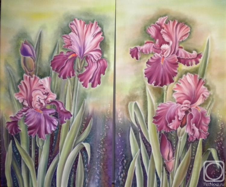 Moskvina Tatiana. Batik panel "My irises" (diptych)